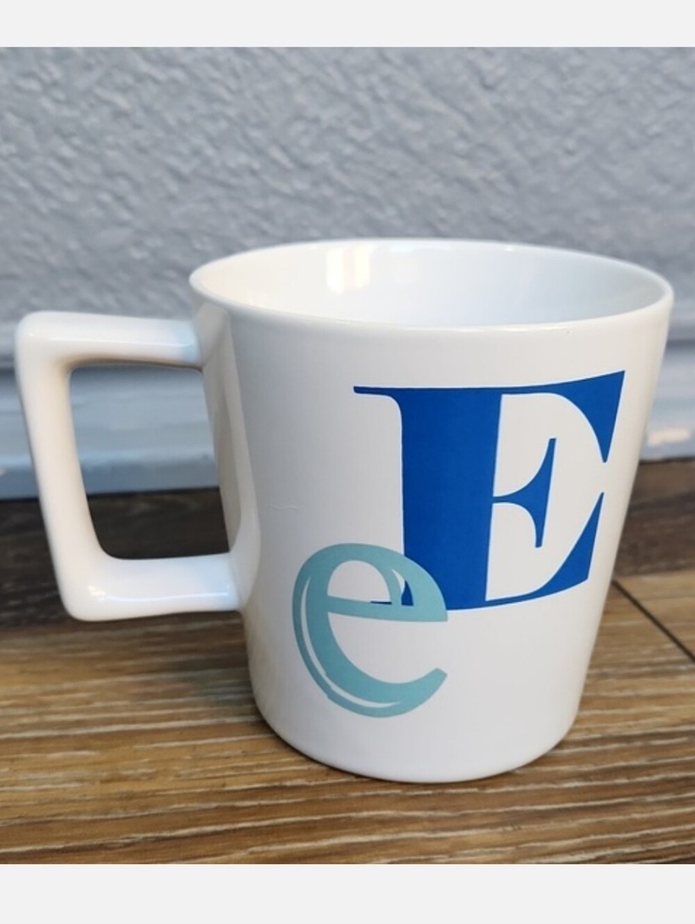 Letter E e Blue White Target Room Essentials Stoneware Coffee Tea Mug Cup